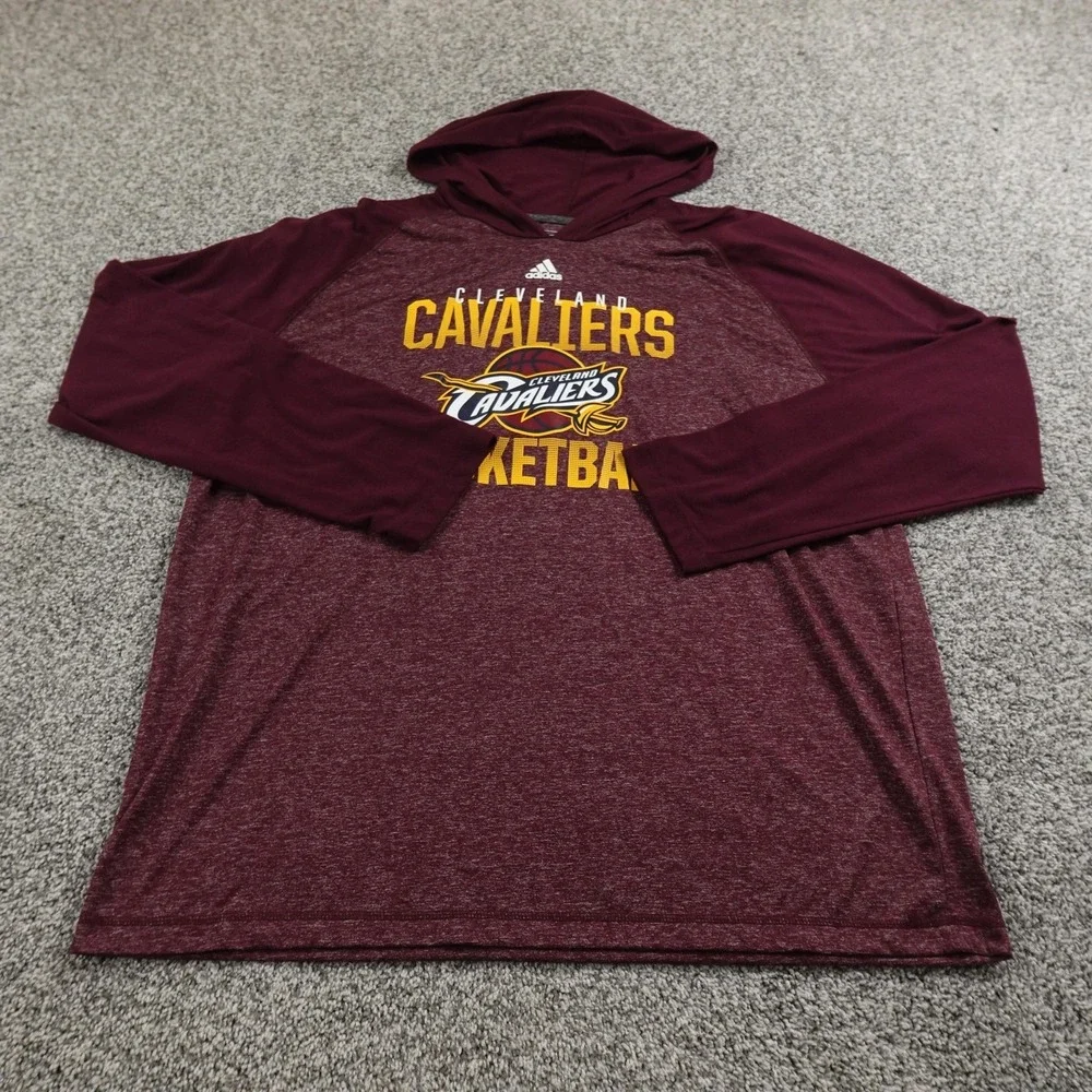Cleveland Cavaliers Shirt Mens 2XL Red NBA Basketball Adidas Pullover Hoodie Top